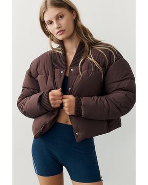 Daily Practice Cropped Puffer Jacket - Brown