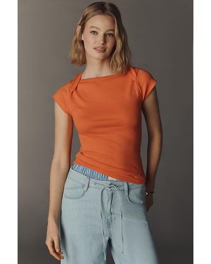 Maeve The Provence Cap-Sleeve T-Shirt - Orange