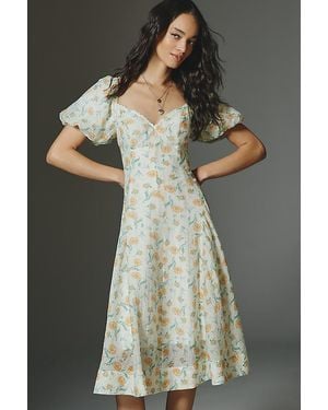 Astr Mayra Puff-Sleeve Midi Dress - Multicolour