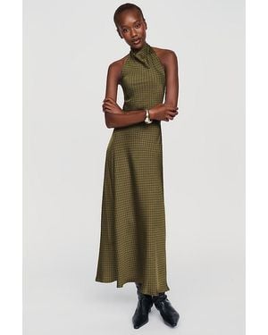 Maeve Cowled Halter Open-Back Midi Dress - Green
