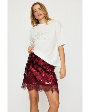 Never Fully Dressed Sequin Maeva Mini Skirt - Red