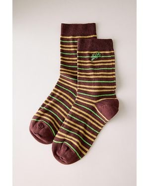 Damson Madder Milti Stripe Socks - Brown