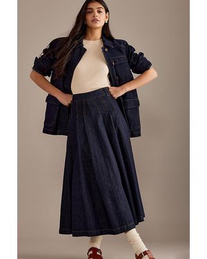 ALIGNE Mary Pleated Denim Midaxi Skirt - Blue