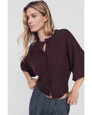By Anthropologie The Goldie Crew-Neck Cashmere Jumper: Cardigan Edition - Purple