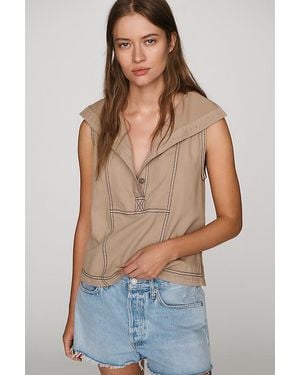 Pilcro 100% Cotton Funnel-Neck Top - Blue