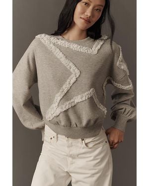 Maeve Textured Star Sweatshirt - Brown
