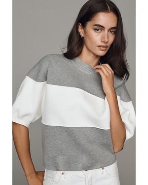 Maeve Puff-Sleeve Knit Top - Grey