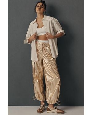 Daily Practice by Anthropologie Base Jump Parachute Pants: Metallic Edition - Grey