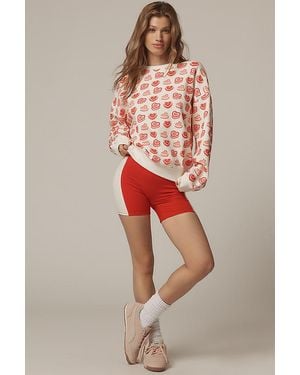 Beach Riot Devyn Long-Sleeve Cotton Heart Sweatshirt - Red