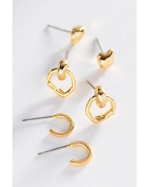 By Anthropologie Summer Shell Crystal Earrings, Set Of 3 - White