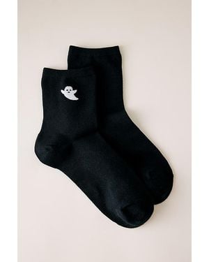 By Anthropologie Halloween Icon Knit Trouser Socks - Black