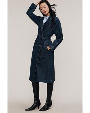 Pilcro Denim Trench Coat - Blue