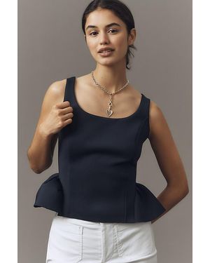 Maeve Scuba Peplum Tank Top - Blue