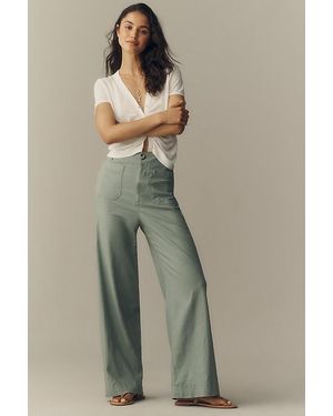 Maeve The Colette Beachy Linen Full-Length Wide-Leg Trousers By - Blue