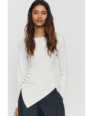 Maeve Cotton-Modal Blend Asymmetrical Top - White