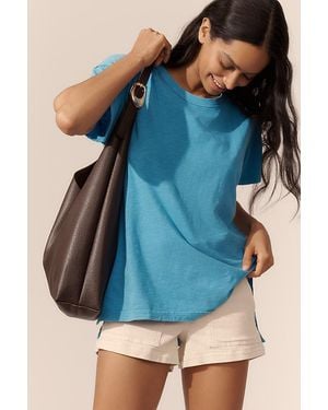 By Anthropologie The Love Knot Slouchy Bag: Buckle Edition - Blue