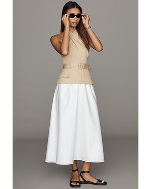 Astr Aleda Twofer Halter Belted Midi Dress - Grey