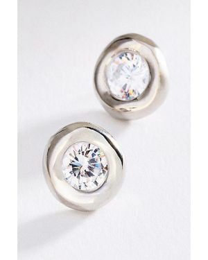 By Anthropologie Going Out Bezel Stud Earrings - White