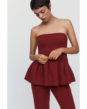 By Anthropologie Pleated Peplum Top - Red