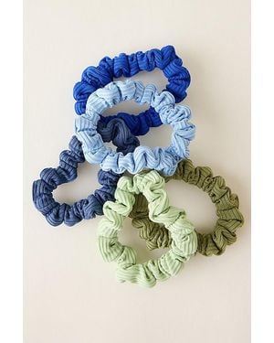 By Anthropologie Ribbed Hair Ties, Set Of 5 - Blue