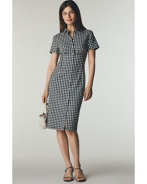 By Anthropologie Gingham Shirt Midi Dress - Multicolour