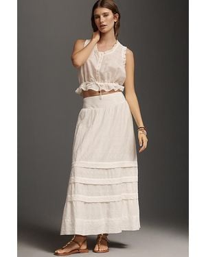 By Anthropologie Mixed Lace Maxi Skirt - Black
