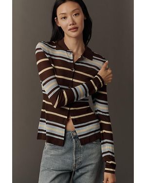 ALIGNE Sue-Ellen Collared Button-Front Top - Brown