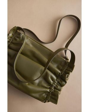 By Anthropologie Ruched Leather Shoulder Bag - Green