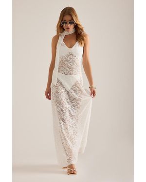 Away That Day Sheer Lace Scarf Maxi Dress - Natural