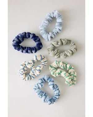 By Anthropologie Knitted Hair Ties, Set Of 6 - Blue