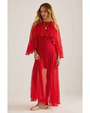 Queen of Archive Aria Chiffon Maxi Dress - Red