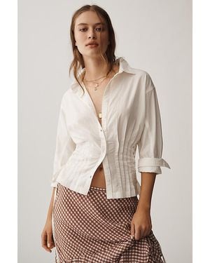 Pilcro Long-Sleeve Pintuck Buttondown Shirt - Natural