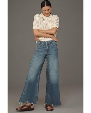 Pilcro Adi Mid-Rise Frayed Relaxed Jeans - Blue