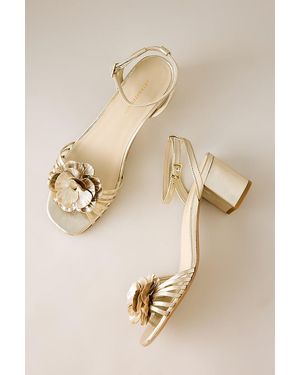 By Anthropologie Floral Strappy Sandal Heels - Natural