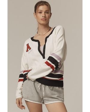 Daily Practice Go Team Embroidered Henley Top - Natural