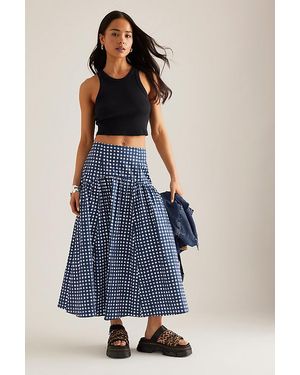 Hutch Drop-Waist Midi Skirt - Blue