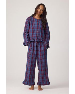 TBCo Plaid 100% Cotton Long Pyjama Set - Blue
