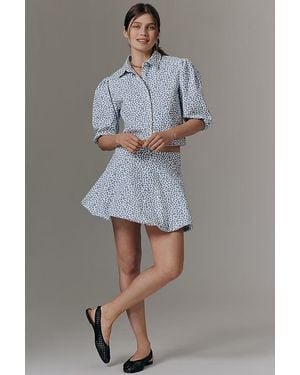 Maeve Printed Bubble Mini Skirt - Grey