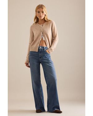PAIGE Anessa Raw Hem Wide-Leg Jeans - Blue