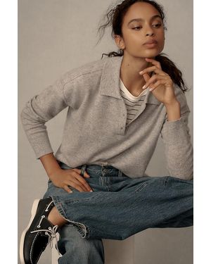 Pilcro The Jensen Cashmere Cropped Polo Jumper By - Brown