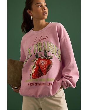 By Anthropologie Aux Fraises Graphic Sweatshirt - Pink