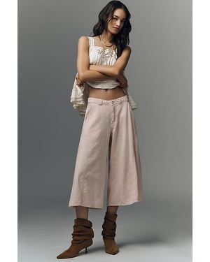 Pilcro Linen-Blend Culottes - Grey