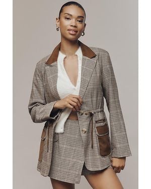 Maeve Cinch-Waist Blazer - Brown