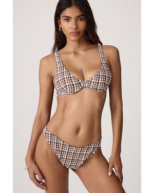 Rhythm London Check High-Leg Bikini Bottoms - Brown