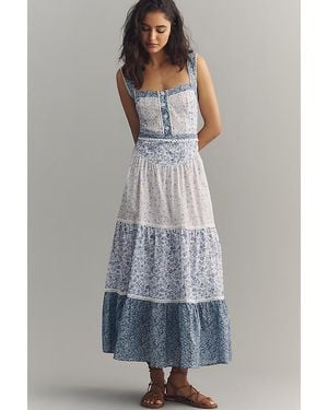 By Anthropologie Printed Pintuck Sleeveless Dress - Grey