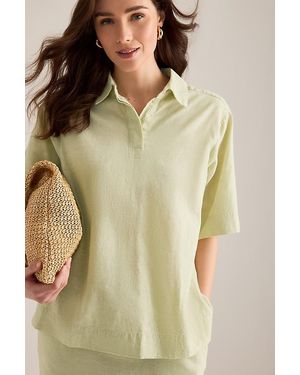 SELECTED Luisa Linen-Blend Polo Top - Green