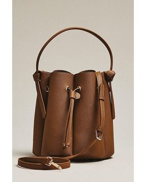 Melie Bianco Laguna Cinched Vegan Leather Bucket Bag - Brown