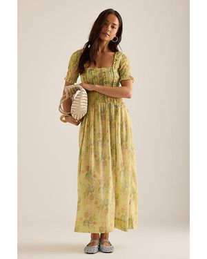 Damson Madder Raphaela Ruffle Midi Dress - Yellow