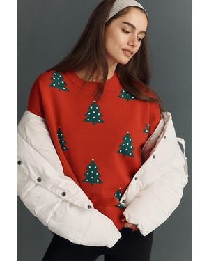 Beach Riot Callie Festive Crew-Neck Jumper - Red