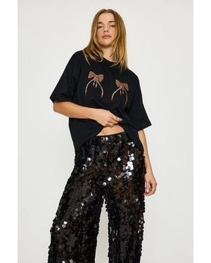 Never Fully Dressed Leopard Bow T-Shirt - Black